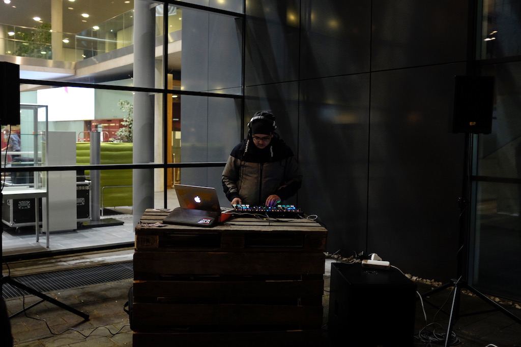 The DJ was the only person dancing